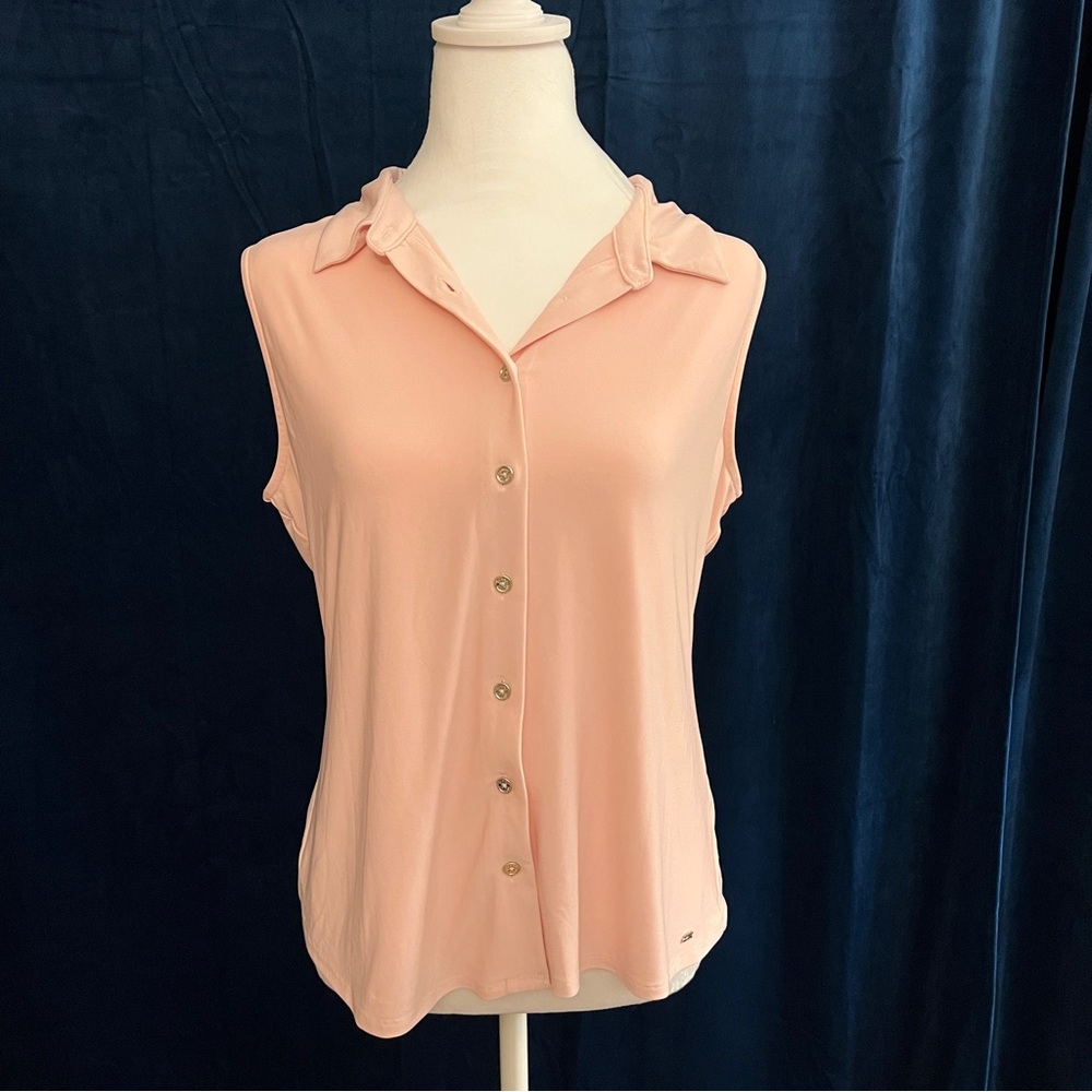 Tommy Hilfiger Sleeveless Light Pink Button-Up Top